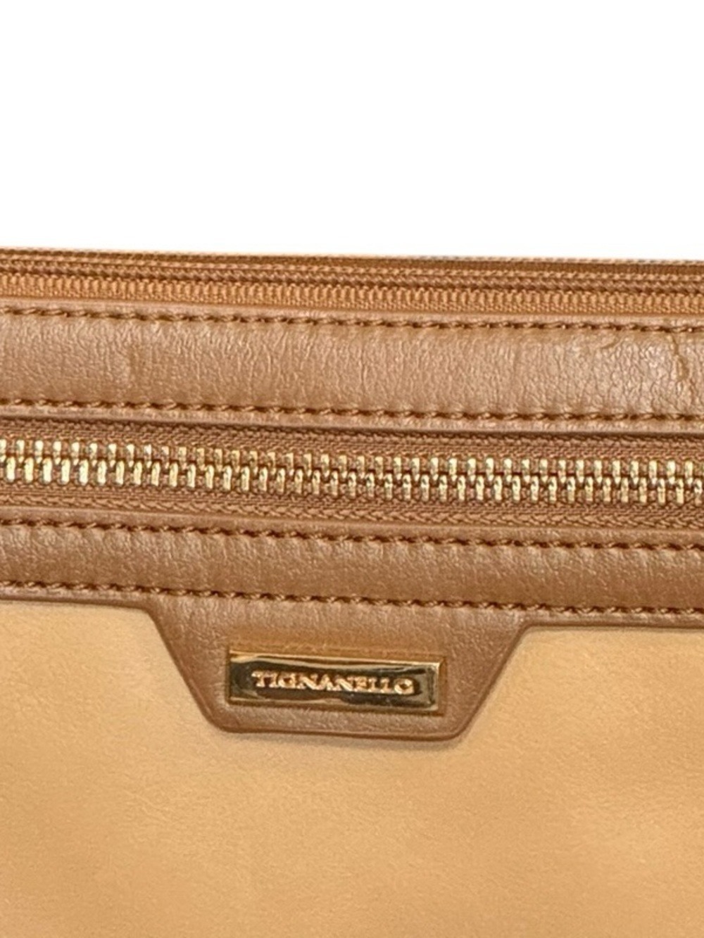 Tignanello Leather Crossbody Bag Tan Camel Gold Hardware Adjustable Strap - Picture 4 of 11